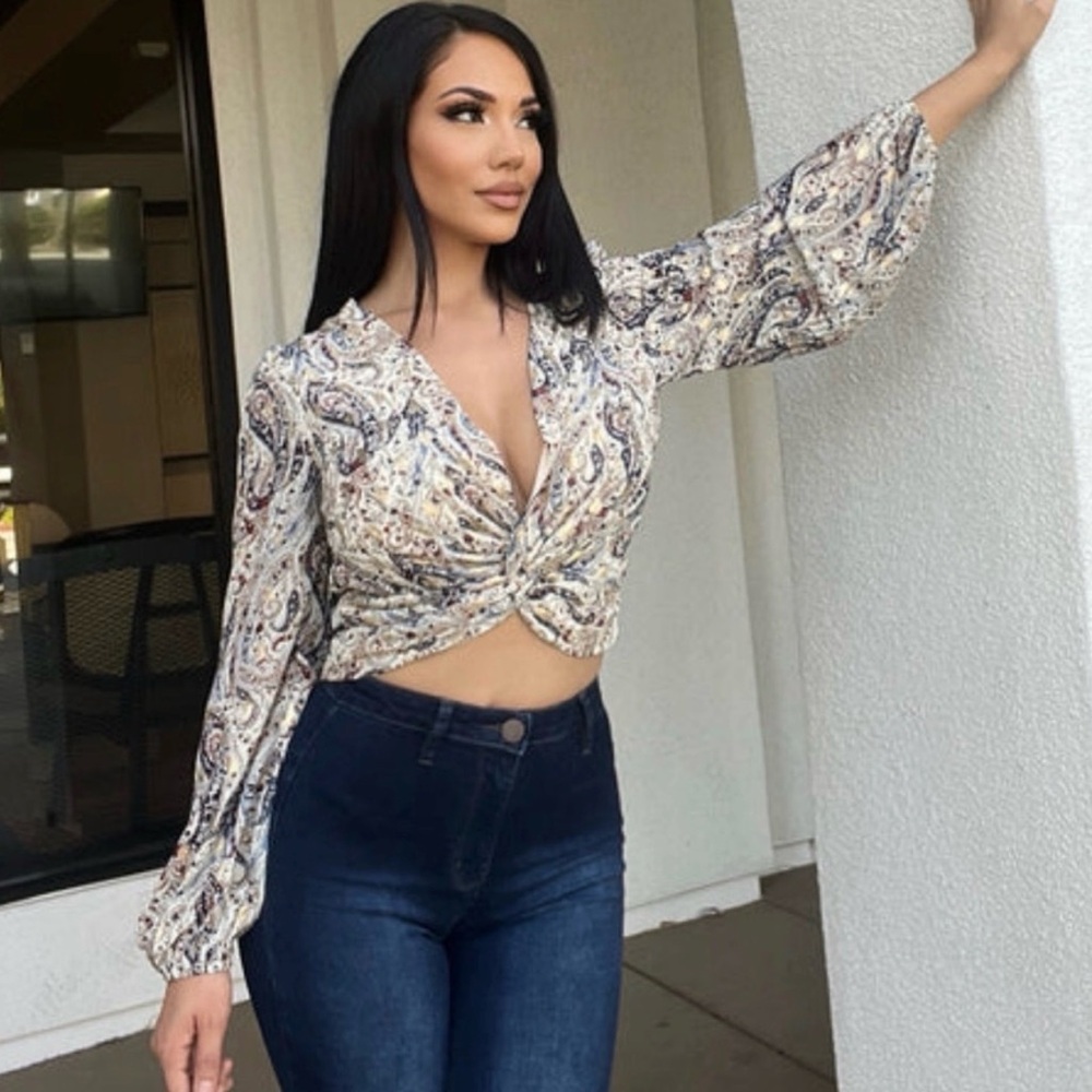 Fashion Nova Gold Flecks in Your Edges Crop Top, Paisley, XLarge, NWT